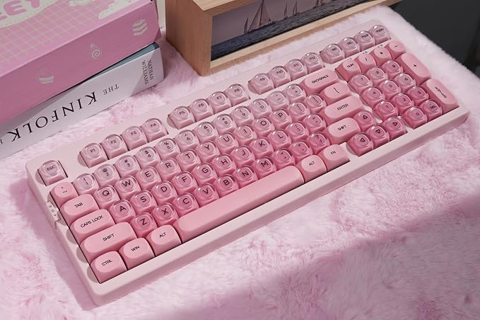 ZORNHER ZH980 Foundation Mechanical Keyboard,95% Pink Creamy Keyboard with Number Pad,Cute Jelly MOA Profile Keycaps,Loud Keyboard Clicky Blue Switches,Hot-Swappable - Image 6