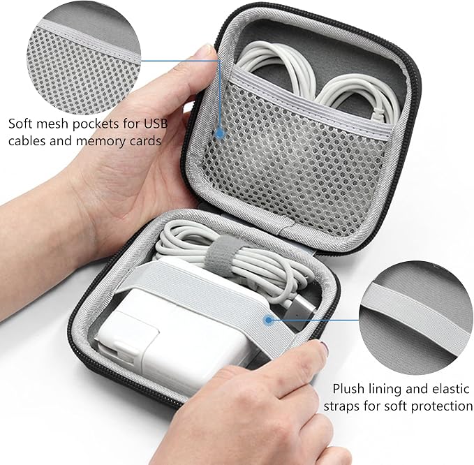 Portable Charger Case, Tech Pouch Travel Organizer, M, Black | Hard Shell Electronic Storage for MacBook Power Adapter, Charging Cords, USB Drives, Power Bank Laptop Accessories - Image 5