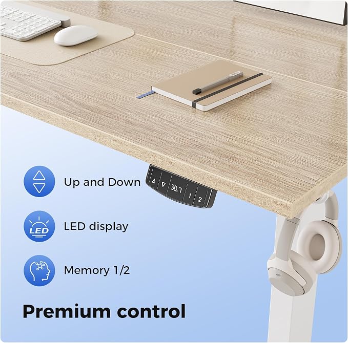 Agilestic 48 * 24 Inch Height Adjustable Electric Standing Desk, Maple | Sit Stand Up Computer Desk, Memory Presets, Stable Steel Frame,154 lbs, Easy Assembly, Splice Board, Home Office, Studying - Image 8