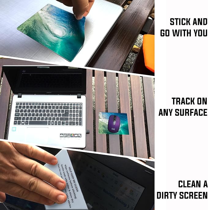 Mouse Pad Adhesive Bottom - Sticks to Any Surface - Portable - Webcam Covers and Screen Cleaner Included (5 Pack - TOP Picks) - Image 5