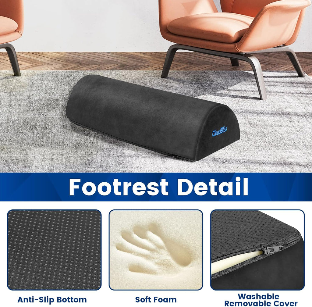 Foot Rest for Under Desk at Work, Foot Stool for Office, Footrest, Gray - Image 3