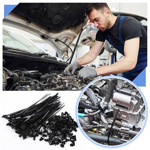 Funnymoom 200 Pcs Wire Loom Routing Clips, 15 Sizes Push Mount for Car | Cable Zip Ties Included, Universal Harness Clip Replacements, Push-in for Easy Install, Fits Automotive Wire Management - Image 6