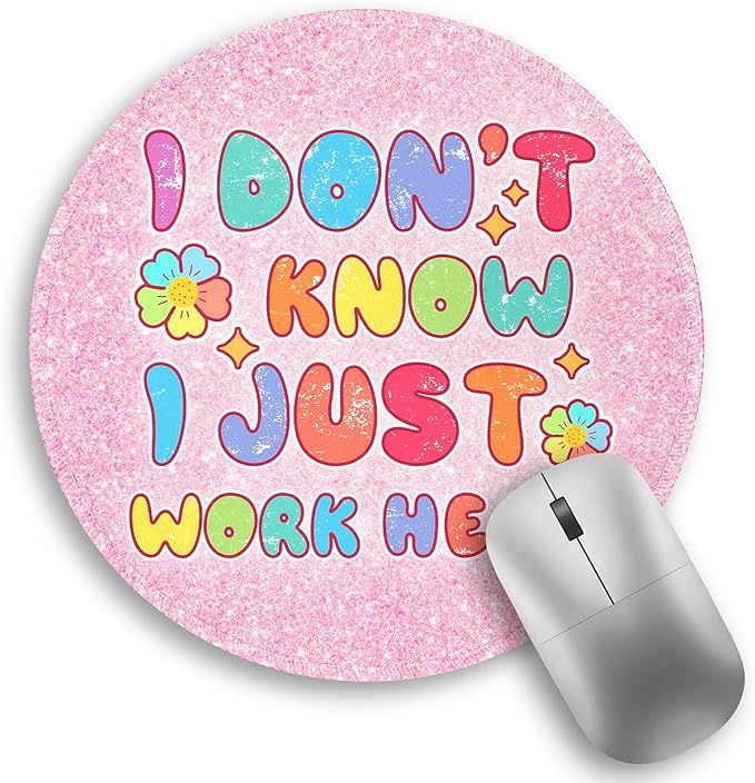 Funny Cute Mouse Pad, IDK Small Round Mousepad for Desk, Laptop | Mini Travel Wireless Mice Pad for Computer, Office Accessories, Coworker Gifts, 8.6 x 8.6 inch by Lebrocoli