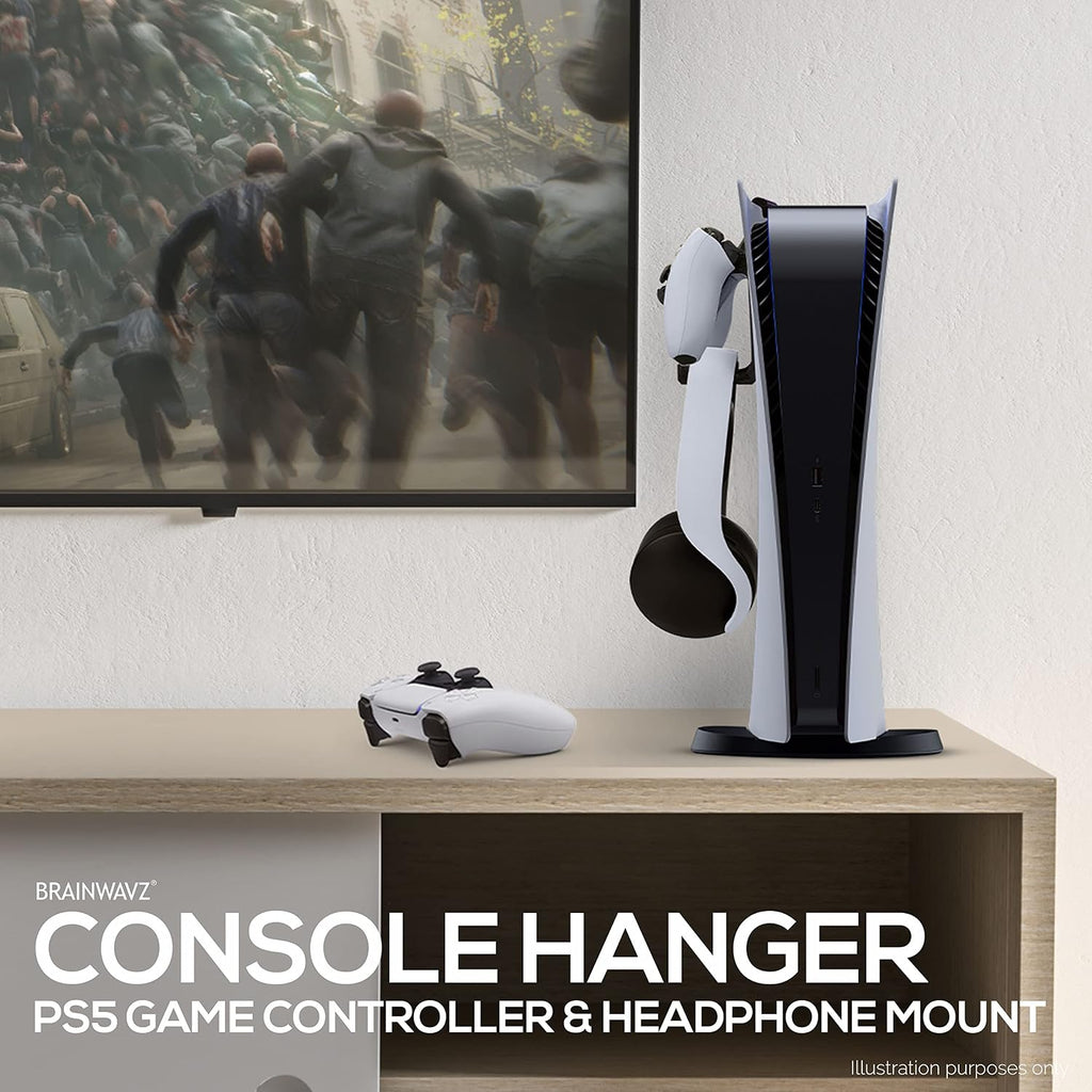 PS5 Game Controller & Headphone Hanger Console Mount for PlayStation PS5 DualSense Gamepad, Hook-On Hanger Bracket - Black - Image 7