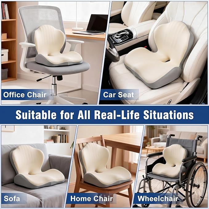 Car Seat Cushion Office Chair Cushion with Lumbar Support Pillow | Ergonomic Seat Cushion for Relieve Sciatica & Tailbone Pain, Ideal for Car Driving Truck Office Chairs Wheelchairs Home Use - Image 7