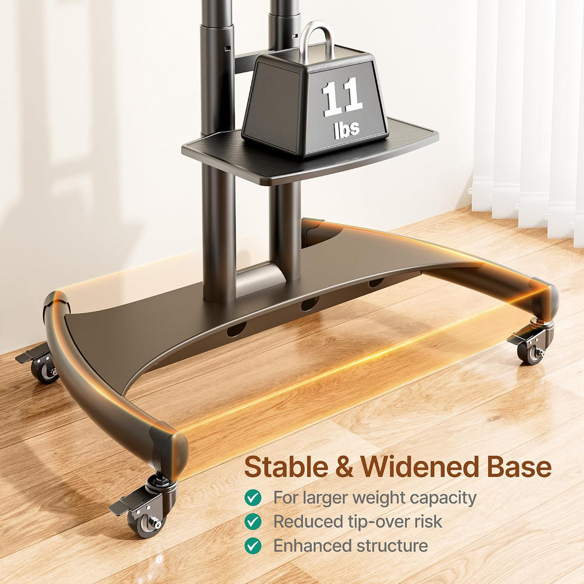 Rolling TV Stand with Shelf&Camera Rack for 32-83" TV up to 132lbs - Image 5