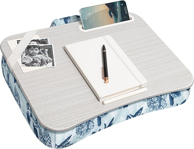 LAPGEAR Designer Lap Desk – Blue Blossoms, Fits 15.6” Laptops by LapGear