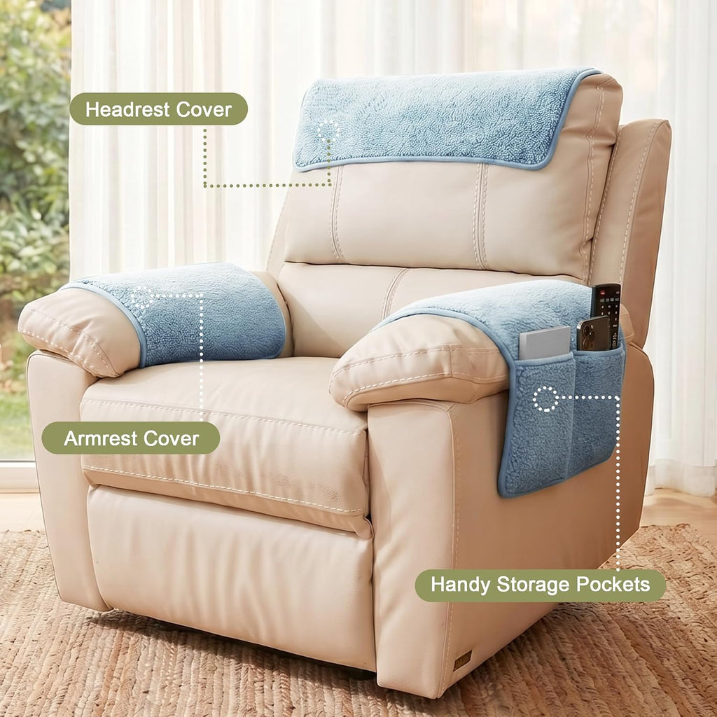 Universal Sherpa Recliner & Armchair Covers with Pockets - Image 3