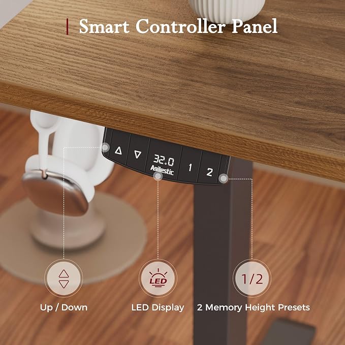 Klicelor L Shaped Standing Desk, 55 Inch Electric Height Adjustable Desk with Memory Preset, Reversible Sit Stand Up Computer Workstation for Home Office, Splice Board, Dark Walnut - Image 7