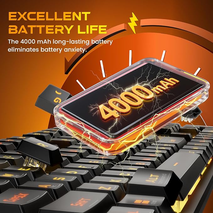 Redragon K521 Pro Wireless Gaming Keyboard with Screen | Mechanical Feeling, Tri-Mode BT/2.4G/USB-C, RGB Keyboard, 12 Multimedia Keys, Programmable Software, Full-size keyboard - Image 6