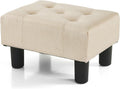 BRIAN & DANY Small Foot Stool, Linen Foot Stools with Legs, Stable Small Footstool for Living Room, Beige by BRIAN & DANY