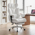 Big and Tall Office Chair 400 LBS, for Adults, Home Office | PU Leather, Executive Ergonomic Desk Chair with Footrest, Lumbar Support, Wide Seat ,Reclining, Adjustable Armrest, Beige by HAPPYMONTLLC