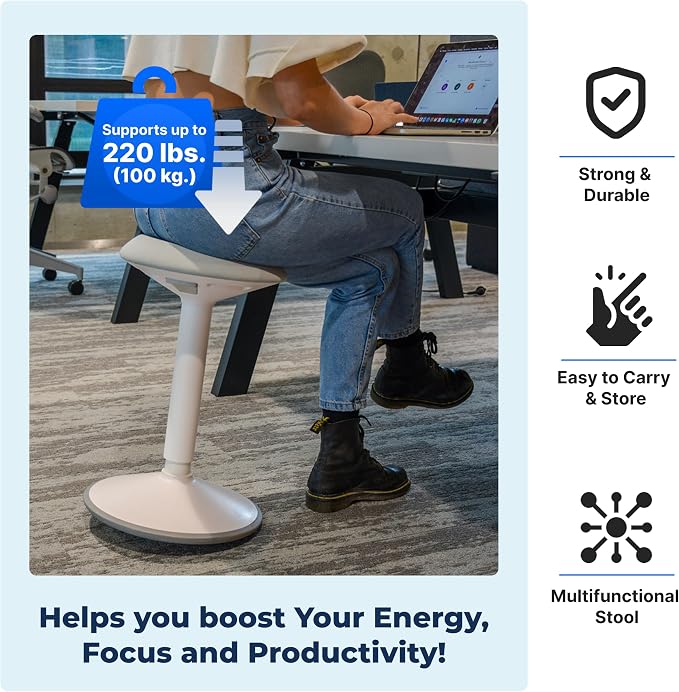 Standing Desk Stool Chair, Height Adjustable Stool 21-31 inch for Office and Classroom, Swivel seat, Anti-Slip Bottom Ergonomic Wobble Stool with Rocking Motion, Blue - Image 6
