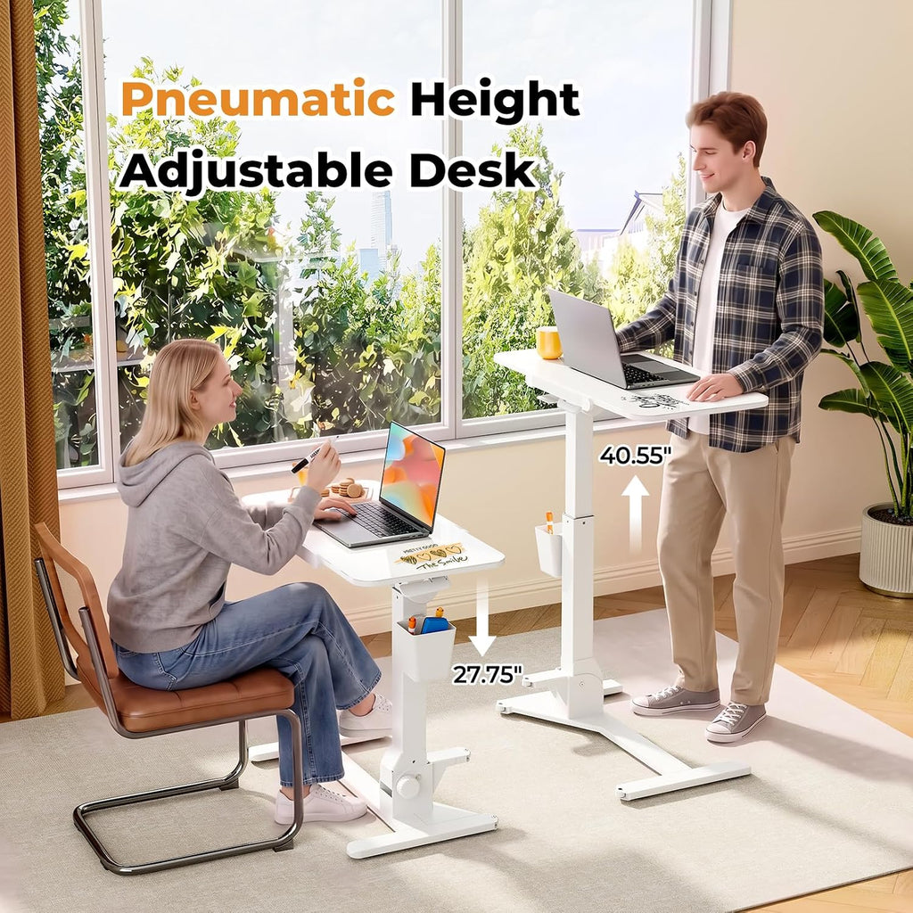 JOY worker Glass Foldable OverBed Table, 180° Tilt Height Adjustable Desk - Image 3