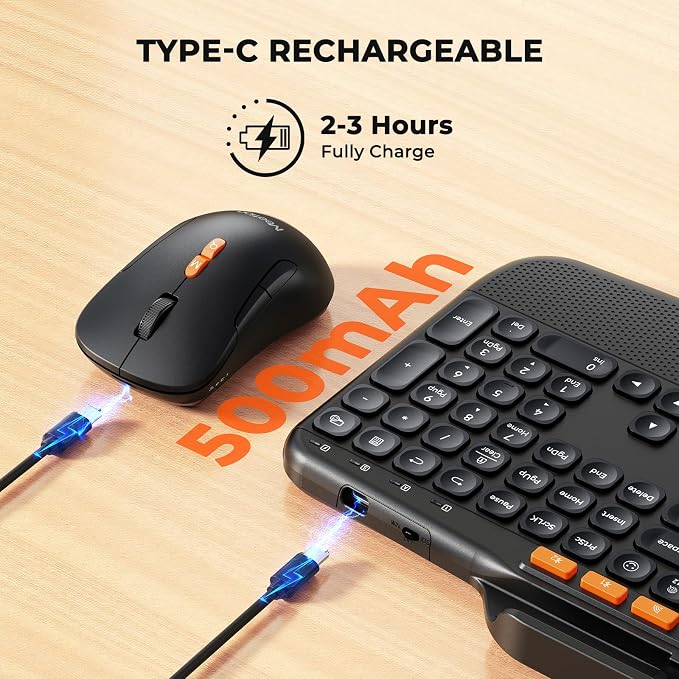 MEETION Bluetooth Wireless Keyboard Mouse Combo with Tablet Holder | Slim ergonomic keyboard with quiet scissor keys, 4 DPI wireless mouse, works with Windows, Mac, PC, laptop, phone and tablet - Image 6