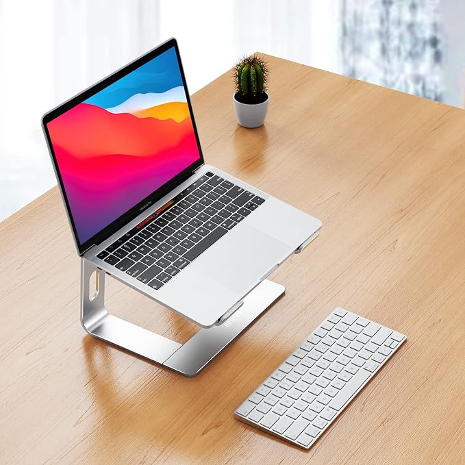 BESIGN LS03 Aluminum Laptop Stand, Ergonomic Detachable Computer Stand, Notebook Riser, Laptop Mount Compatible with Air, Pro, Dell, HP, Lenovo More 10-15.6" Laptops, Silver - Image 2