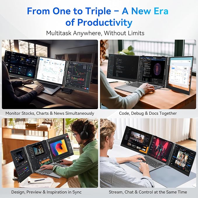 Blackview DCM6 Triple Laptop Screen Extender,14" 1080P FHD IPS Portable External Screen,Two Cable USB C Travel for 13-17'' Laptop,Plug & Play Compatible with Windows/Mac/Chrome OS and Mobile Devices - Image 7