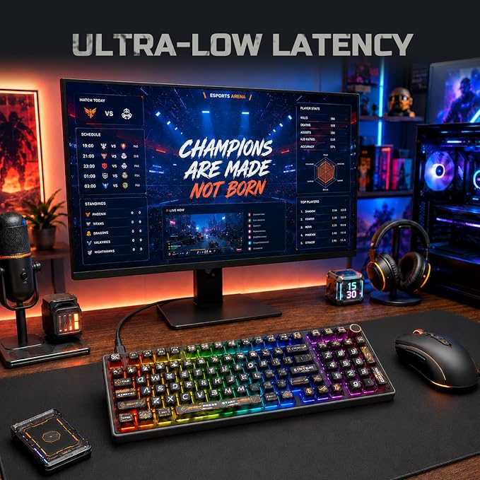 RK ROYAL KLUDGE R98 Pro Wired Mechanical Keyboard, RGB PC Gaming Keyboard with Number Pad and Volume Knob, dye Sublimation DSA Profile Pudding Keycaps, for Win/MAC, Hot Swappable Tactile Beige Switch - Image 3