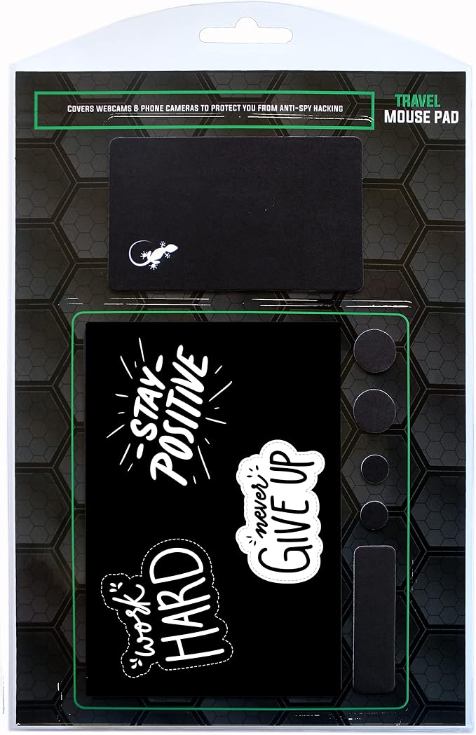 Mouse Pad Adhesive Bottom - Sticks to Any Surface - Portable - Webcam Covers and Screen Cleaner Included (Never GIVE UP) - Image 8