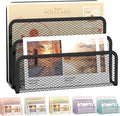 Mail Organizer Countertop for Desk, Mail File Holder with 3-Slot, Black | Metal Mesh Mail Sorter for Letters, Envelopes, Bills, and Files for Home Offices, Classroom Organization by SUPEASY