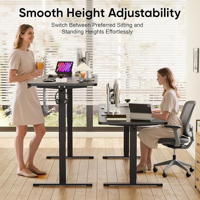 Monomi 79" Large Electric Standing Desk,Height Adjustable for Two-Person | Ergonomic Home office Computer Desk Workstation,Gaming Desk with Memory Height,Headphone Hooks,Anti-Collision,Black - Image 4