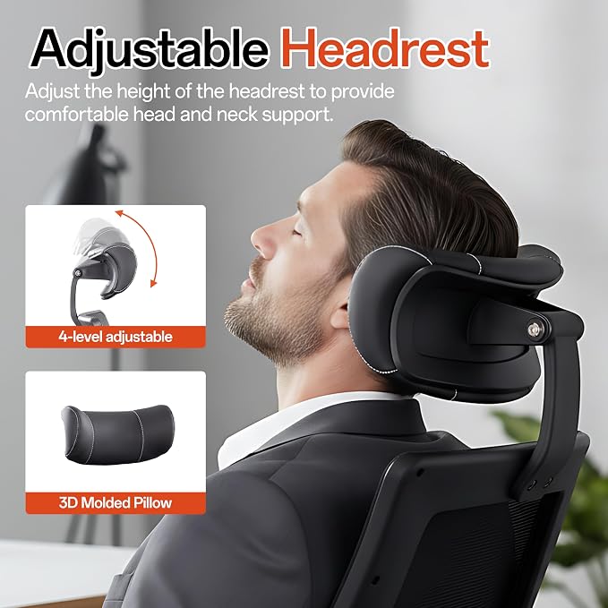 BOLISS Leather 400lbs Office Chair High-Back with Extra-Thick Cushion | Ergonomic Desk Chair High-Density Molded Foam Seat, Adjustable Headrest, 90° Flip-Up Arms, and Rocking Tilt for Home & Office - Image 5