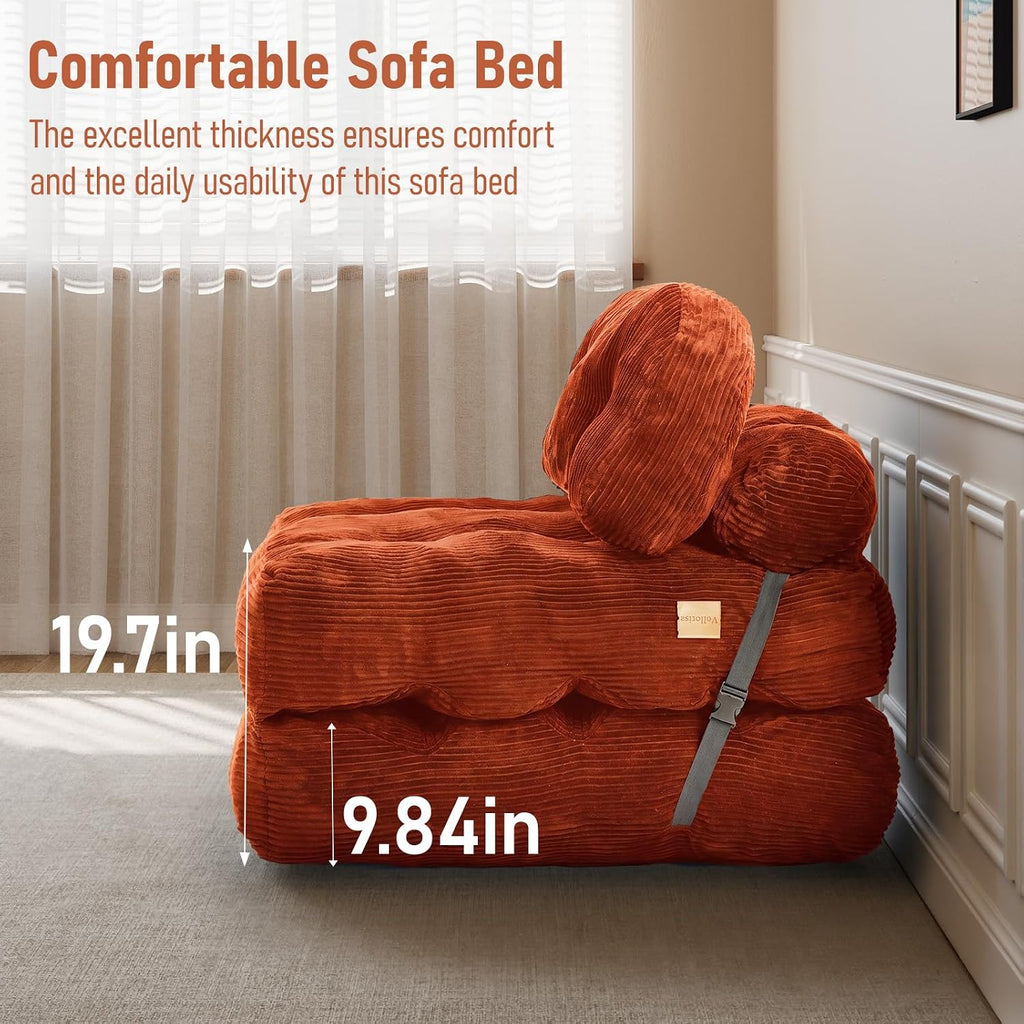 Folding Sofa Bed, Convertible Sleeper Chair with Back Support and Pillow - Image 6