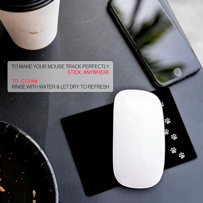 Mouse Pad Adhesive Bottom - Sticks to Any Surface - Portable - Webcam Covers Included (2 Pack - Dog PAW) - Image 4