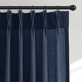Hokibero Navy Blue Pleated Linen Curtains 84 Inch Long for Living Room | Light Filtering Sheer Curtain,Pinch Pleat Back Tab Hooks Rings,Farmhouse Textured Privacy Drapes for Bedroom Window,2 Panels by Hokibero