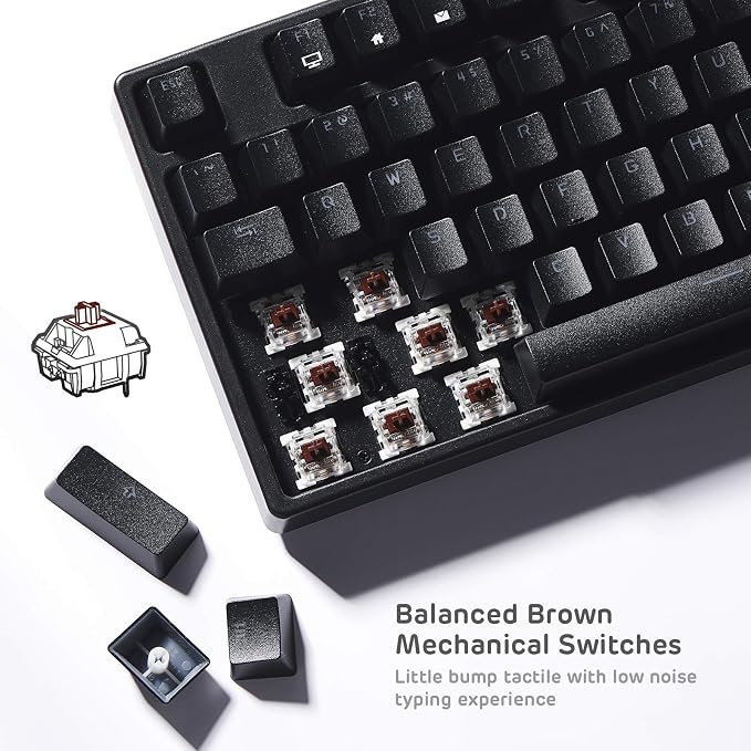 RK ROYAL KLUDGE RK87 Sink87G RGB 80% Mechanical Keyboard, Wireless 2.4G Tenkeyless Mechanical Keyboard with Programmable Software, 87 Keys, Tactile Brown Switches | 87 Keys Wireless 2.4G Tenkeyless Gaming Keyboard with Programmable Software, No Numbpad... - Image 5
