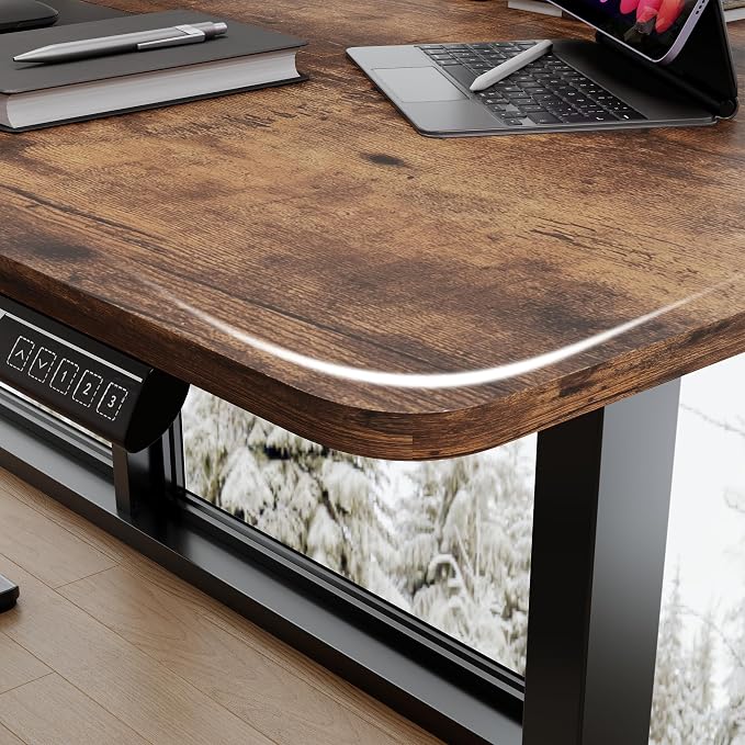 Monomi Large Electric Standing Desk 71“x31.5“ Height Adjustable,Brown | Sit Stand Up Desk for Home Office,Ergonomic Computer desk with Memory Preset and Anti-Collision,Headphone Hook - Image 5