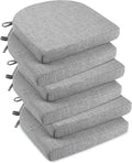 downluxe Indoor Chair Cushions for Dining Chairs, Soft and Comfortable Textured Foam Kitchen Chair Pads with Ties and Non-Slip Backing, 16" x 16" x 2", Light Grey, 6 Pack by Downluxe