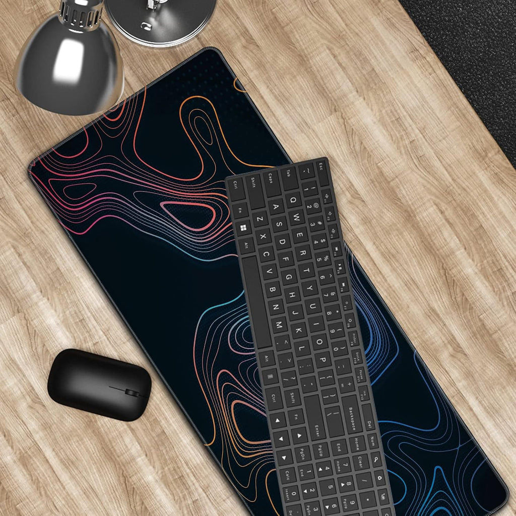 Topographic Contour Map XL Mouse Pad 31.5 x 11.8 Inch Gaming Mousepad Extended Large Mousepad with Nonslip Rubber Base Stitched Edges Laptop Desk Pad Home Office Supplies - Image 4