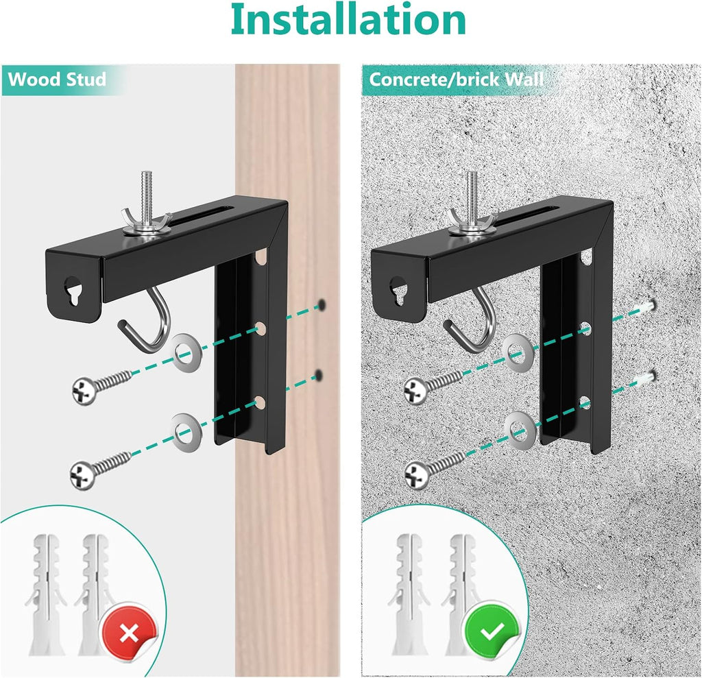 WALI Universal Projector Screen Ceiling Mount, Wall Hanging Mount L-Brackets, 6 inch Adjustable Extension with Hook Kit, Perfect Projector Screen Placement Hold up to 66 lbs (PSM001-B), Black - Image 7