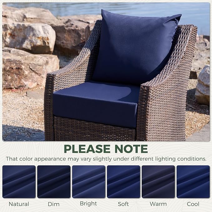 Outdoor Cushions for Patio Furniture, Outdoor Seat Cushion Set 24 x 24 x 5.75 in, Waterproof & Fade Resistant Outdoor Chair Cushions, Patio Cushion with Removable Cover, Set of 4, Navy Blue - Image 7