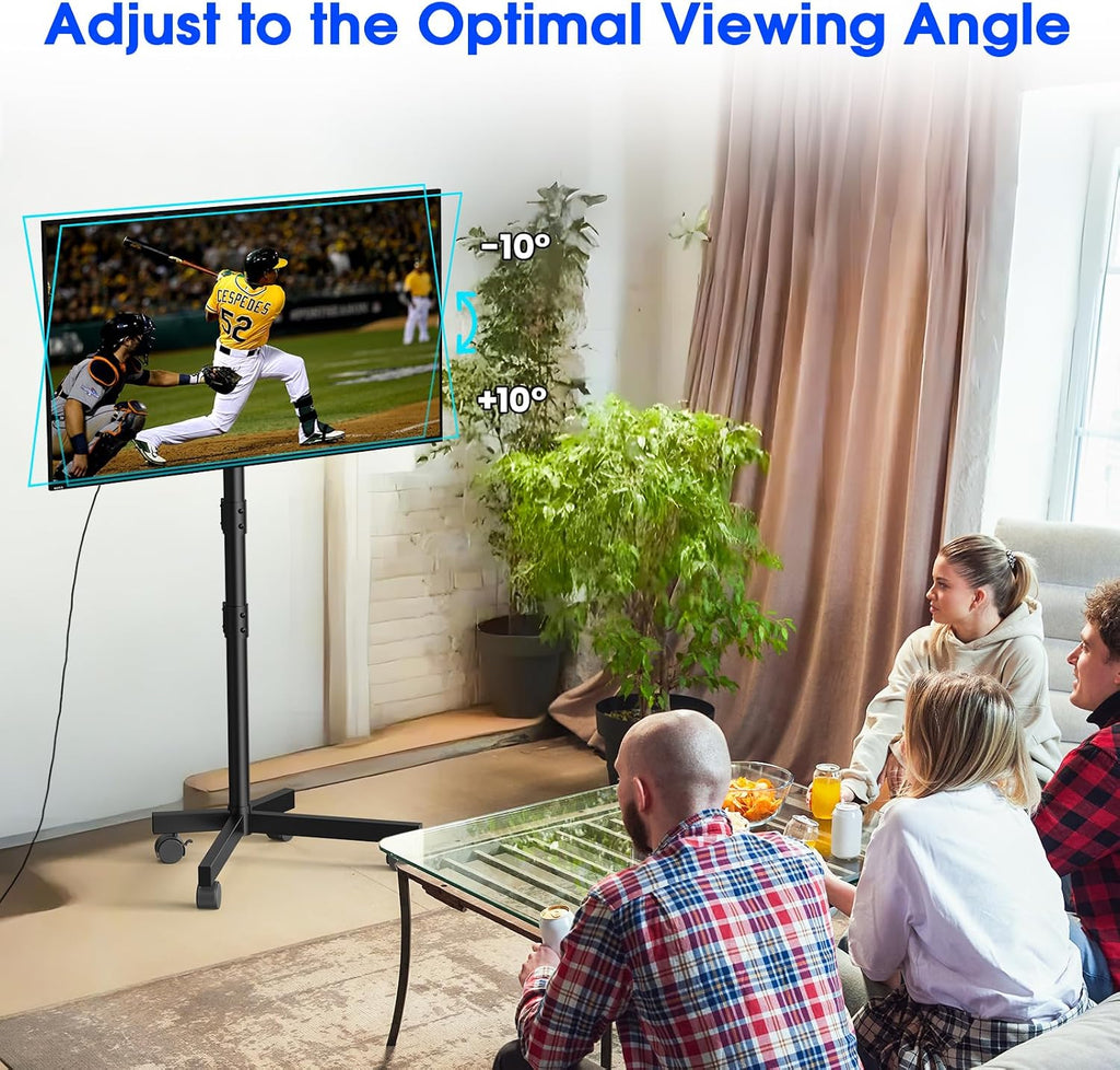 Rolling TV Stand, Mobile TV Stand for 23-60 Inch LCD LED TVs, Black - Image 3