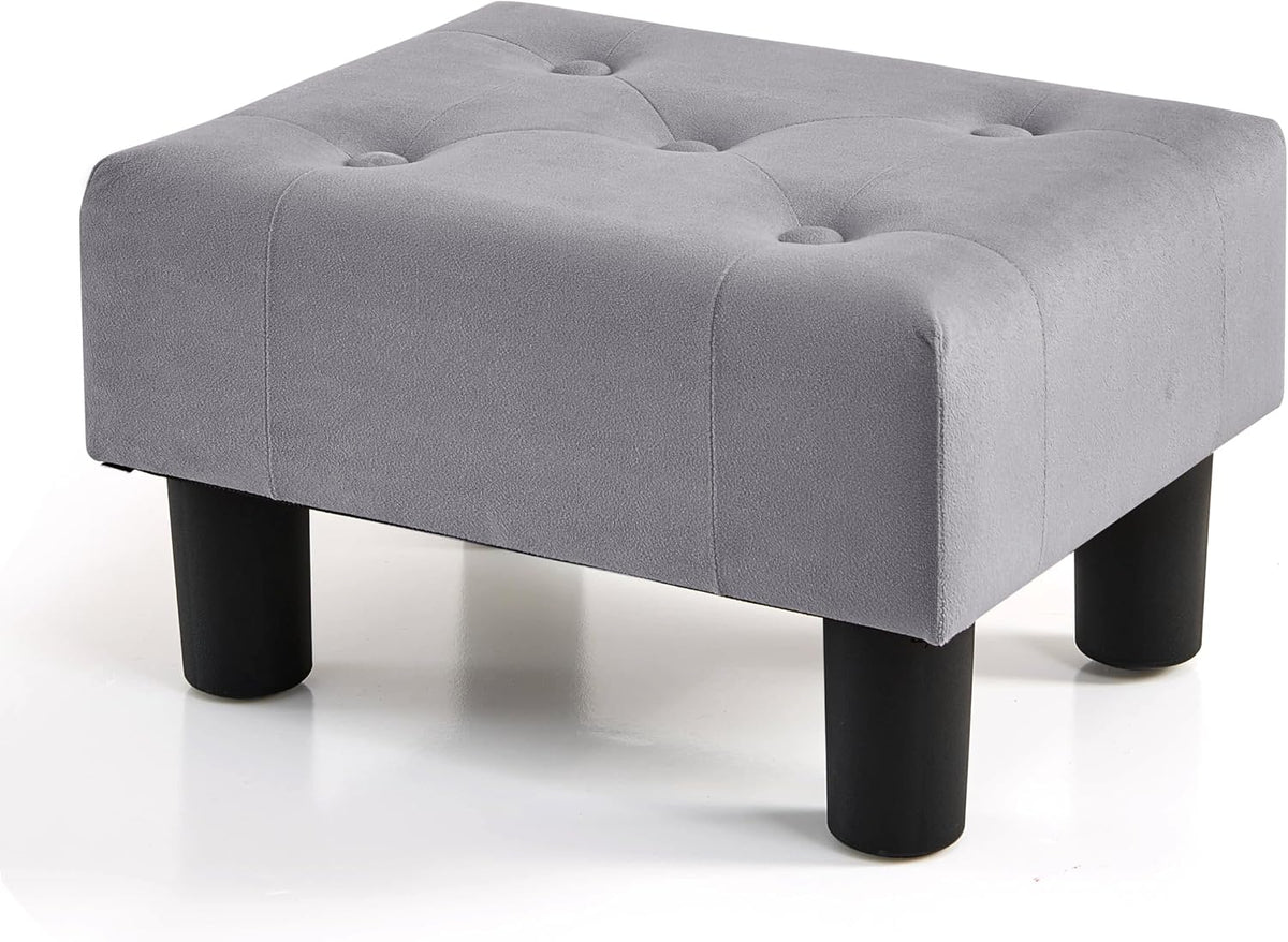 BRIAN & DANY Small Foot Stool, Velvet Foot Stools with Legs, Stable Small Footstool for Living Room, Harbor Mist Gray by BRIAN & DANY
