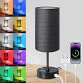 Table Lamp with 3 CCT (3000K/4500K/6500K), Stepless Dimmable Bedside Lamp with 7 Color Changing, Modern Nightstand Light with Black Shade for Bedroom, Kids Room, Home, Office by Unicozin