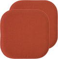 Sweet Home Collection Chair Cushion Memory Foam Pads Honeycomb Pattern Slip Non Skid Rubber Back Rounded Square 16" x 16" Seat Cover, 2 Pack, Rust by SweetHomeCollection