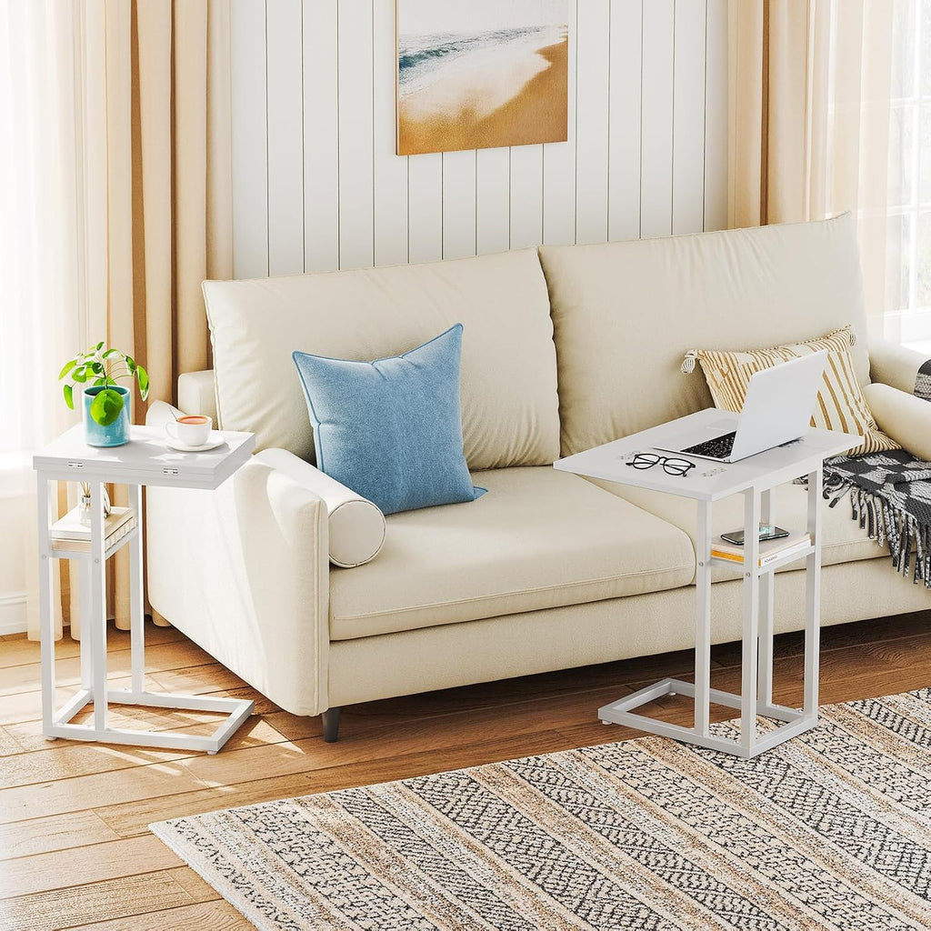 HOOBRO Foldable C Shaped End Table, C Shaped Side Table with Storage Shelf - Image 2