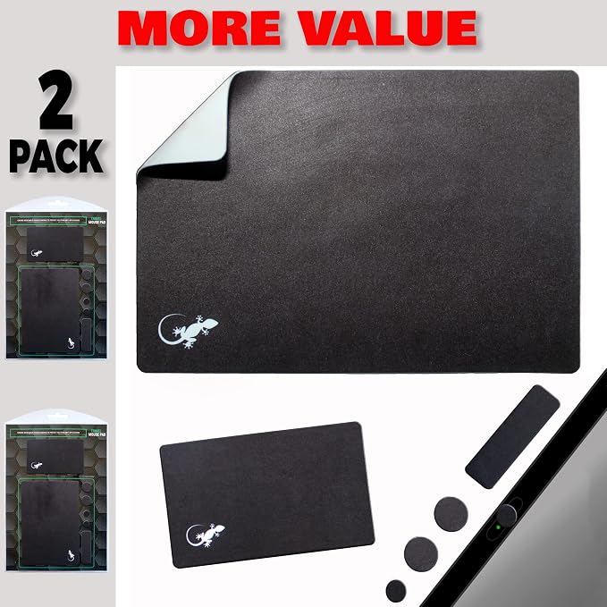 Mouse Pad Adhesive Bottom - Sticks to Any Surface - Portable - Webcam Covers and Screen Cleaner Included (2 x Black) - Image 8