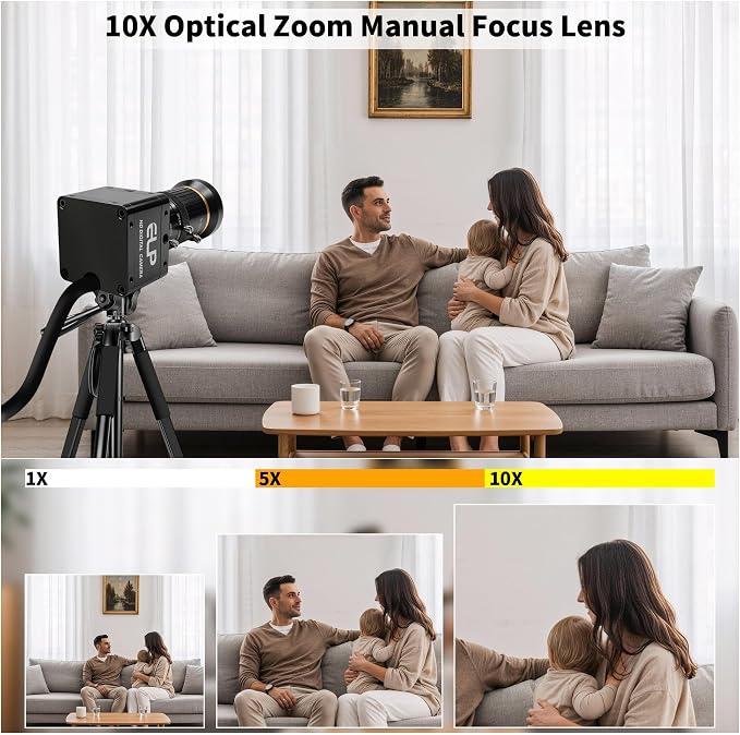 120fps Global Shutter Camera,USB3.0/2.0 High Speed Color Webcam,10X 5-50mm Manual Zoom Lens,1920x1200 Max Resolution,Wide System Support for High Speed Motion Analysis Golf Swing 3D Printer - Image 3