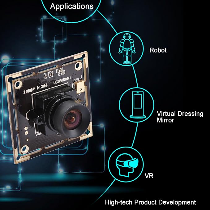 ELP Sony IMX323 Sensor Mini Low Light Wide Angle USB Camera Module with 100degree No Distortion Lens HD 1080P 0.01Lux USB2.0 Video Webcam Board UVC H.264 PC Camera for Computer, Laptop - Image 9