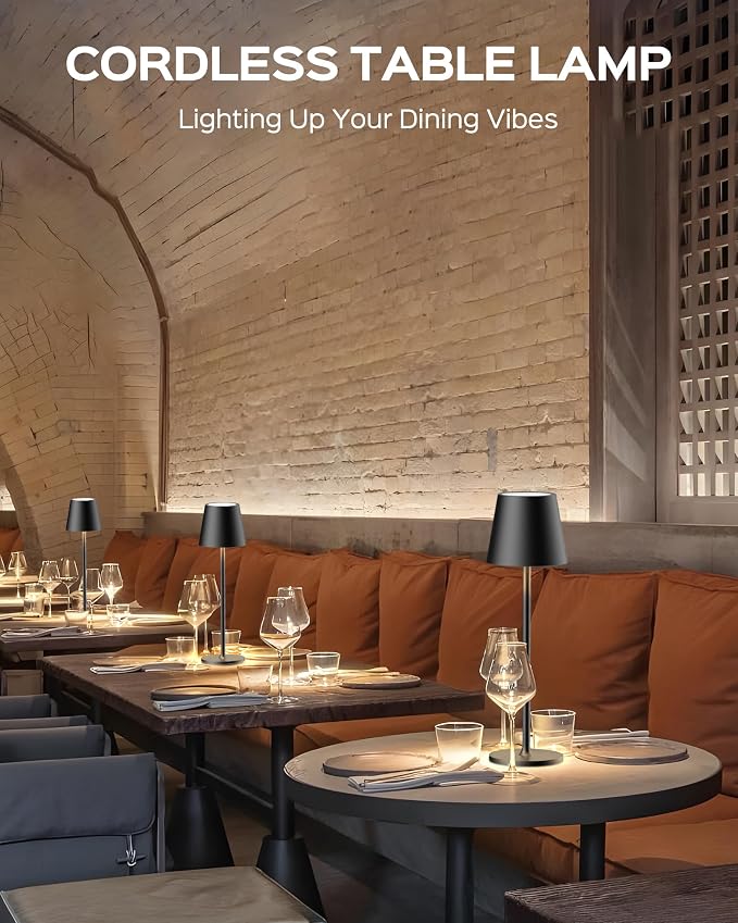 JACKYLED Cordless Table Lamps Rechargeable, 3 Adjustable Height, 5000 Capactiy Operated, 3 Colors Smooth Dimming, Portable LED Waterproof Table Lamp for Dining, Bedroom, Outdoor (2 Pack) - Image 2