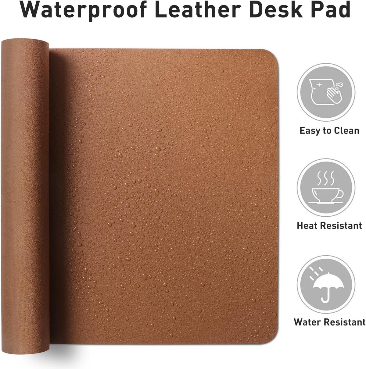 Aothia Faux Leather Desk Mat - Non-Slip PU Leather Desk Blotter, Waterproof Writing Surface, Large Desk Pad for Office & Home (Brown, 55" x 17") - Image 7