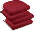 downluxe Indoor Chair Cushions for Dining Chairs, Soft and Comfortable Textured Foam Kitchen Chair Pads with Ties and Non-Slip Backing, 16" x 16" x 2", Red, 4 Pack by Downluxe