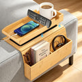 Magnetic Bamboo Couch Arm Tray with Cup Holder, Fits 6.3"+ Sofa Arms by Esmorah