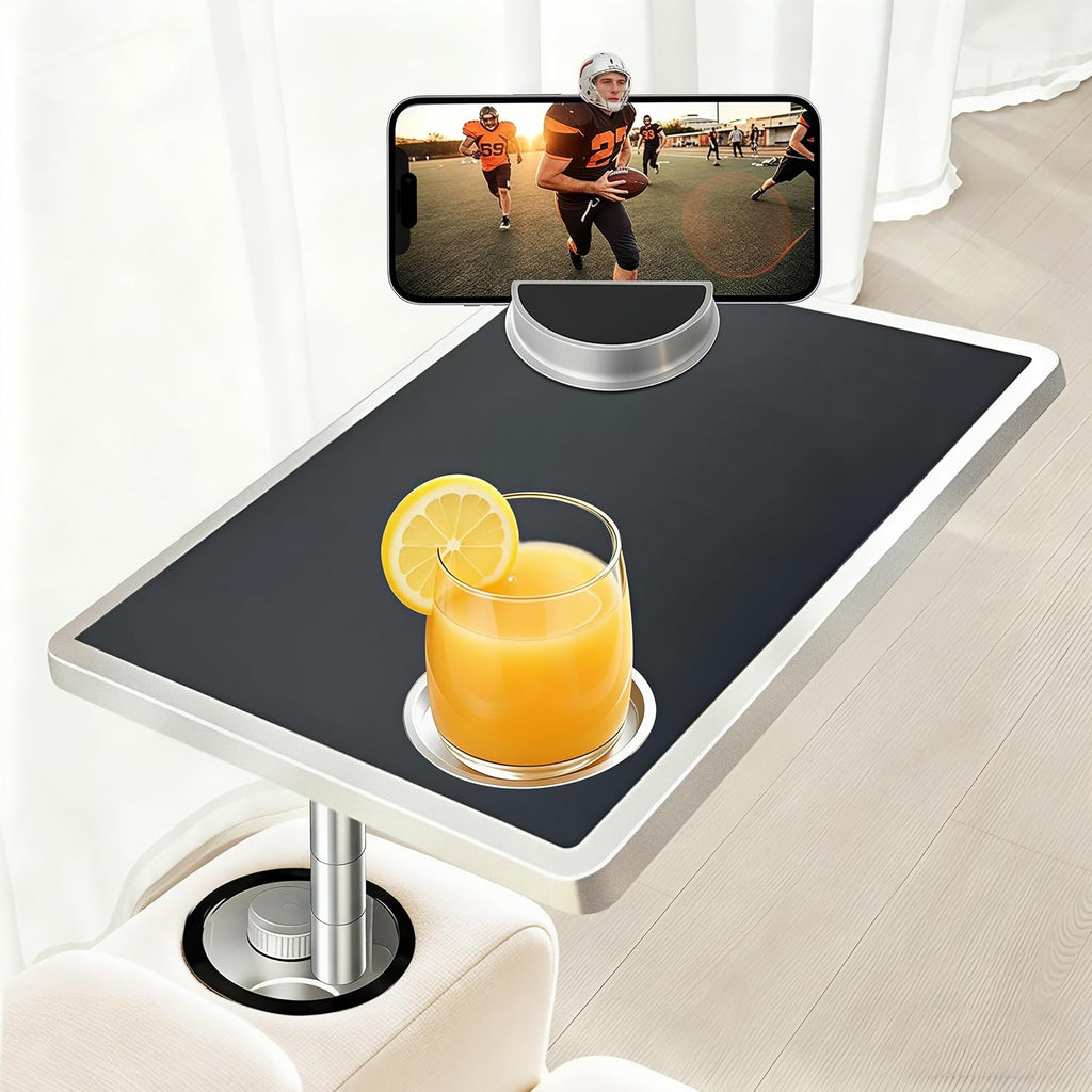 Sofa Arm Tray Table with 3-in-1 Cup Holder Phone Stand 360° Rotating by AONOX