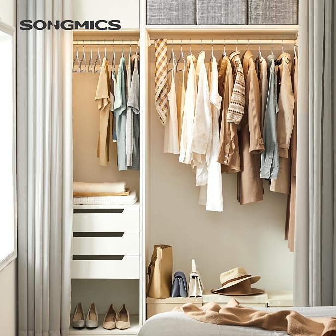 SONGMICS Clothes Hangers, Set of 100, Space-Saving | Plastic Coat Hangers, Heavy Duty with 360-Degree Swivel Hook, Light Gray and Dark Gray, BREANNA Collection - Image 2