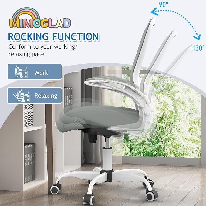 Mimoglad Ergonomic High Back Mesh Office Chair, Adjustable Lumbar Support, Thickened Seat Cushion (Modern, Moon Gray) - Image 5